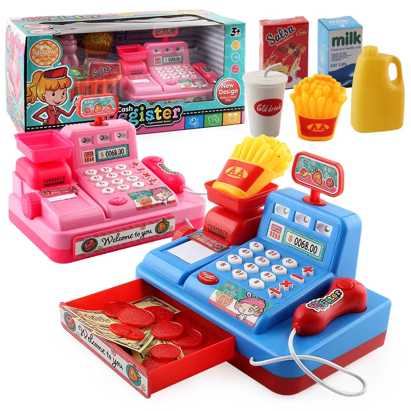 Electronic Mini Simulated Supermarket Cash Register Kits Toys Kids Checkout Counter Role Pretend