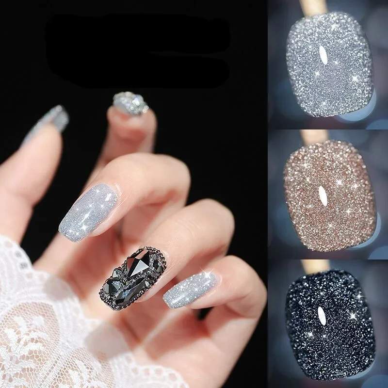 Reflektierende Glitter Nagel Gel Polish 10ml Funkelnden Laser Pailletten Semi Permanent Tränken Weg Lack Aurora LED UV Nagel Gel 12 farben