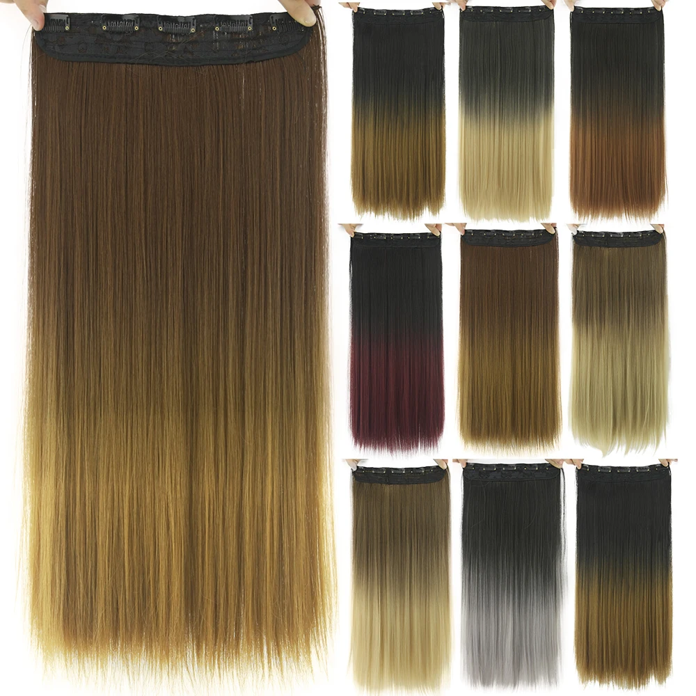 

Soowee Synthetic Straight Ombre Brown Clip in Hair Extensions Hairpiece Fake Hair on Hairpins for Women Cabelo Postiche Nephaar