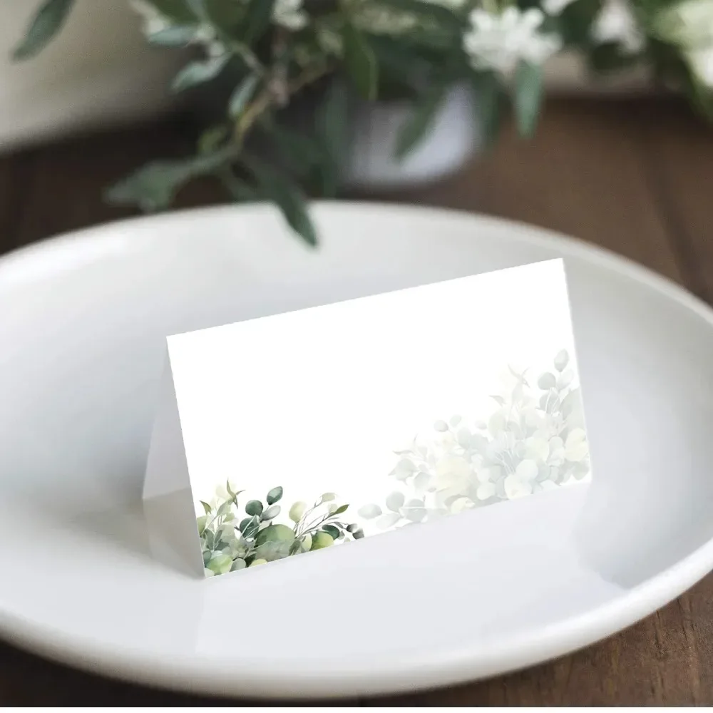 20/50/100pcs Wedding Seating Number Table Card Printed Plant Fresh Seat Name Place Cards Christmas Birthday Party Greeting Card