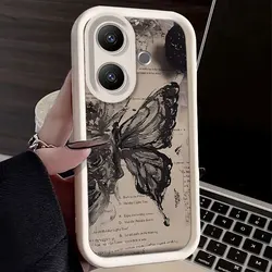 Flexible Silicone Shockproof Case with Scrawl Butterfly Print Pattern for Vivo V60 Lite 4G (HFTYJTHD003)