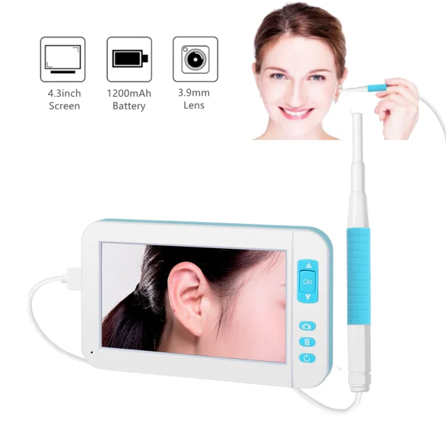 720P HD 5.5mm Ear Cleaning Endoscope Camera with Adajustable 6 LED Light HD  Endoscope Camera Visual Ear Nose Mouth Otoscope Camera Ear Wax Cleaning  Tool,IP67 Waterproof Ear Endoscope Otoscope 