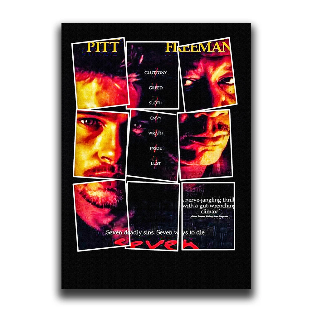 Vintage Black Cinema Art: Se7en Film Canvas Wall Mural