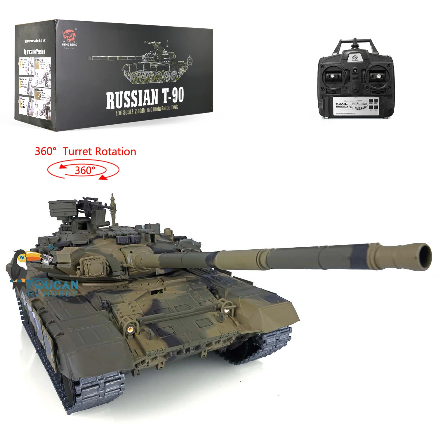 Heng Long 1/16 Tk7.0 Upgraded Russia T90 Rtr Rc Tank 3938 W/ 360
