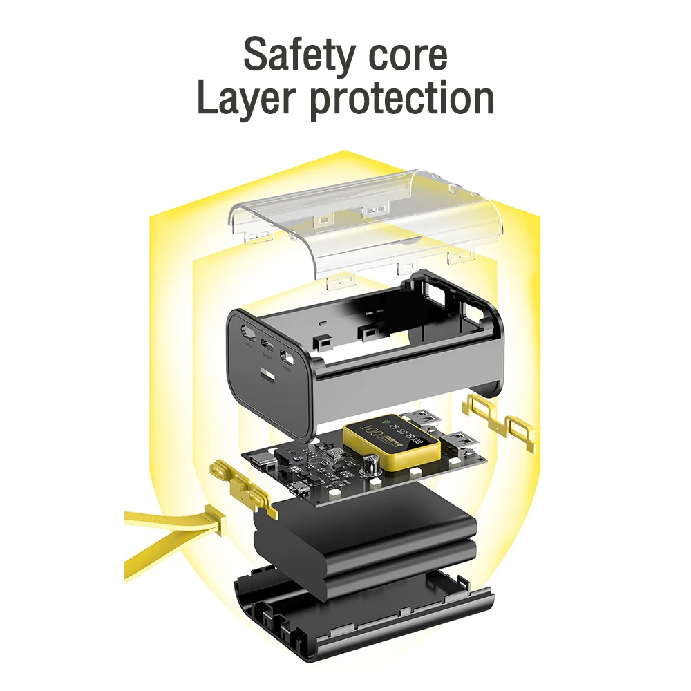 DIY Shell 3*18650 Battery Holder Power Bank Case Dual USB Mobile Phone Charger TypeC 18650 Battery Storage Box Night Light