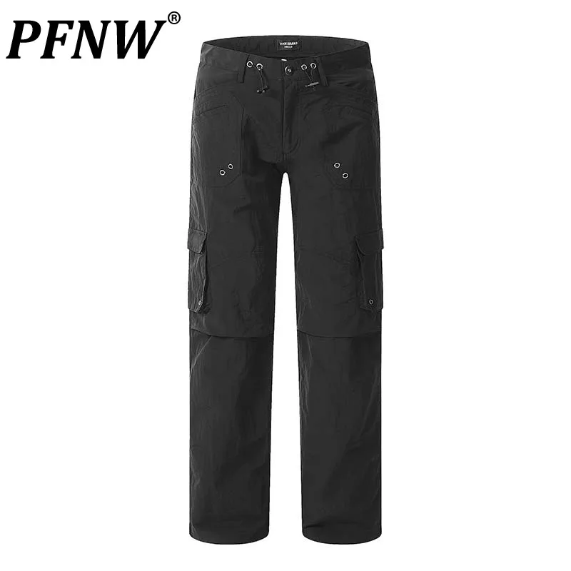 

PFNW Button Decoration Men's Cargo Pant Straight Trousers Male Safari Style High Street Vintage Overalls 2024 Spring New 28W2816