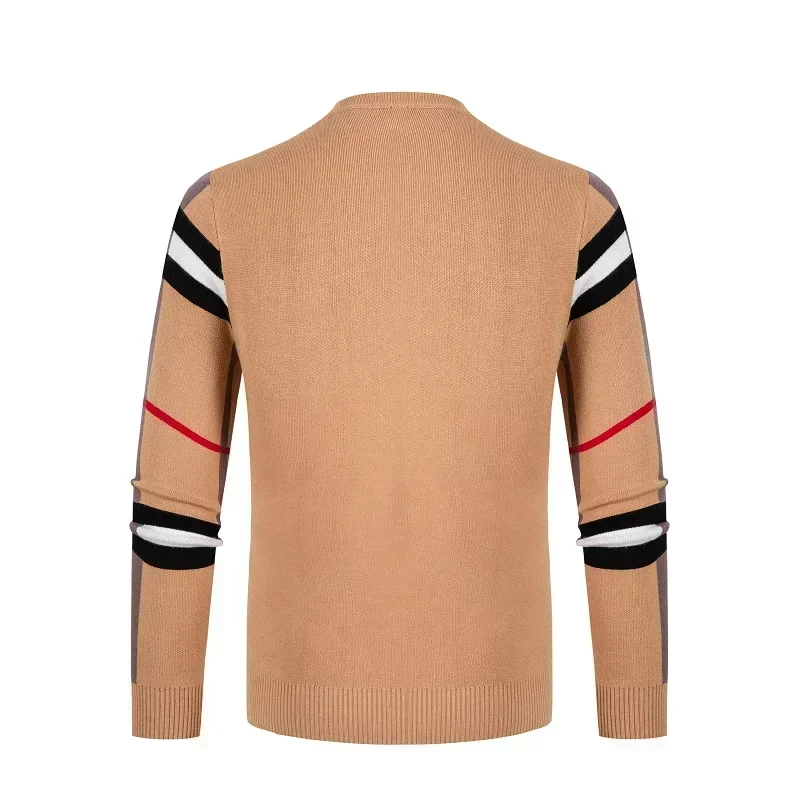 Men's Turtleneck Sweater Basic Sweater Jacquard Sweater Knitted Pullover Autumn/Winter Striped Checker Round Neck Casual Fashion Clothing