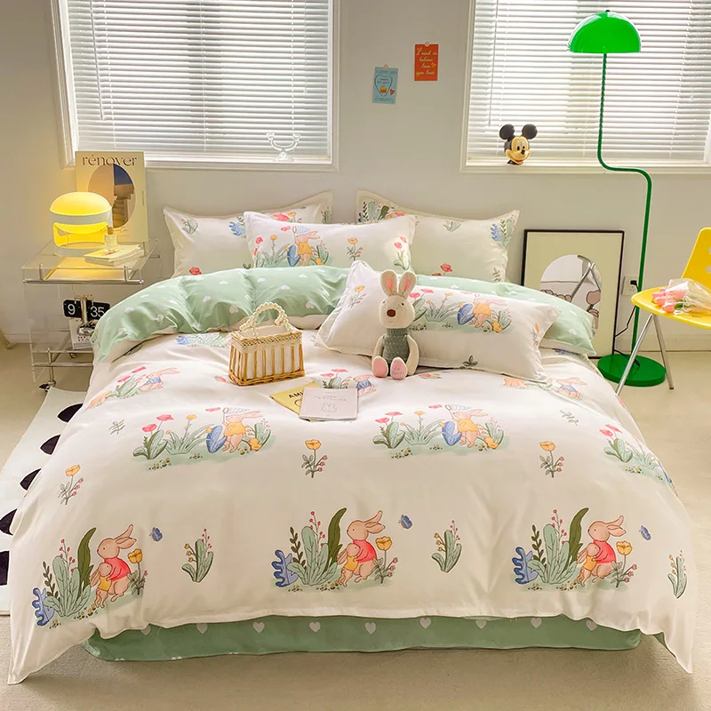 thumbnail image 1 of Juego de ropa de cama con dibujos animados para hombre y mujer, funda de edredón y funda de almohada, tamaño Queen y King, 1 of 1