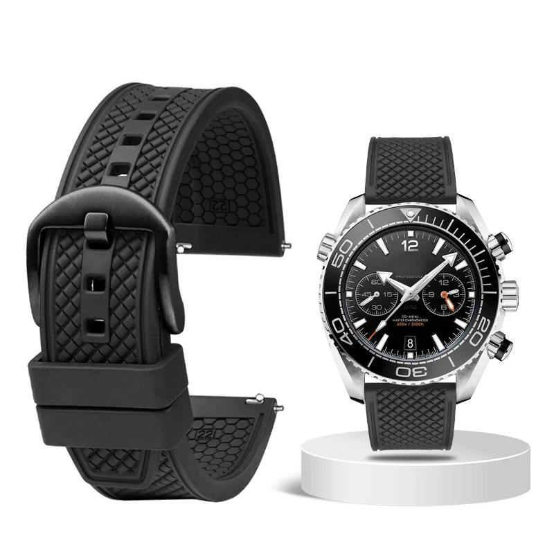 Universal Men's Silicone Dive Watch Strap – Fashionable Waffle Design in 20mm and 22mm Options