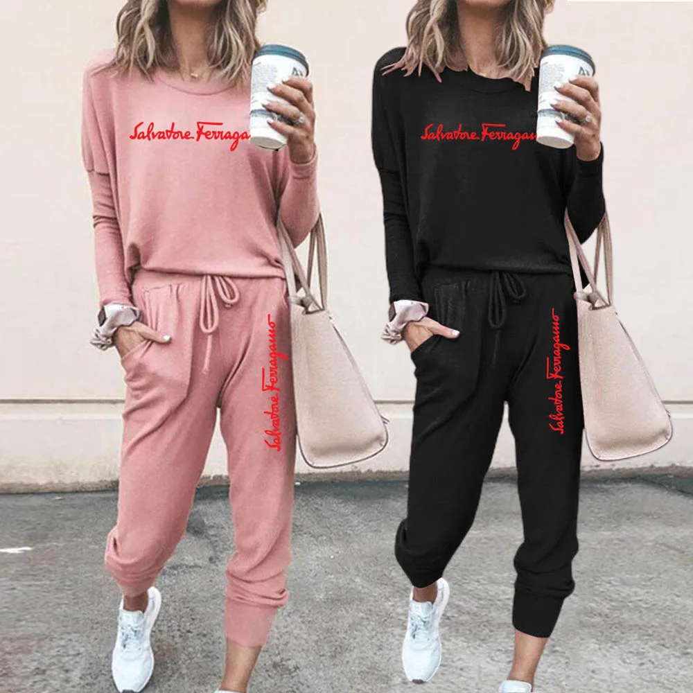 

Women's Tracksuits Retro Luxury Y2K Cloth Winter Comfy Homewear Sweatshirt +Pants 2-pcs Street Sportswear Suit For Ladies Design