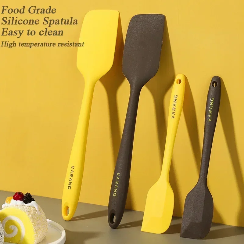 

Silicone Spatula Set Gadget Tools Mixing Tool Utensils All for Kitchen and Home Baking Cake Cream Yellow/Brown Scraper