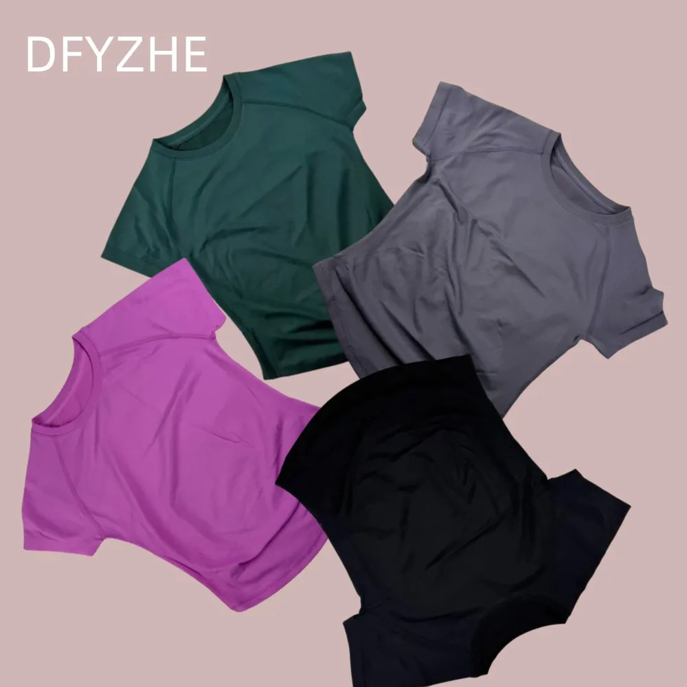 DFYZHE 여성용 라글란 슬리브 심리스 셔츠 통기성 요가 체육관 피트니스 투