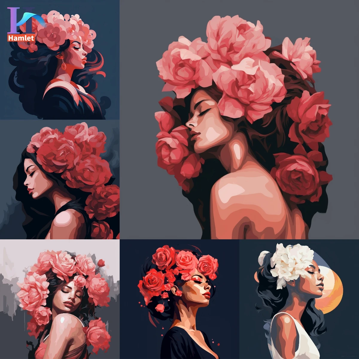 

Набор для рисования по номерам на холсте Цветы и женщины