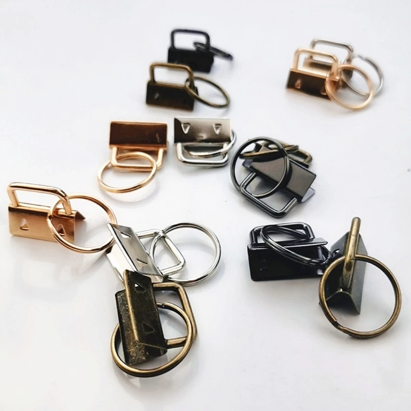 CleverDelights Key Fob Hardware Set with Key Rings 25 Sets Rose  Gold Color 1/2 Inch Lanyards Key Chains Rose gold key fob hardware
