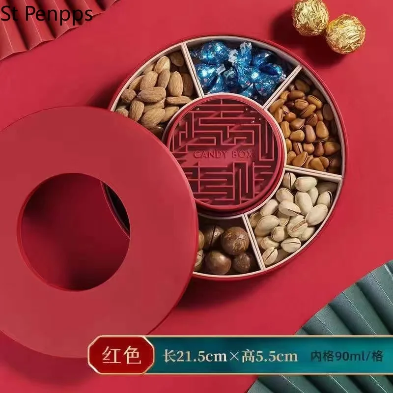 Chinese Fruit Snack Candy Tray Storage Container Box With Lid Candy