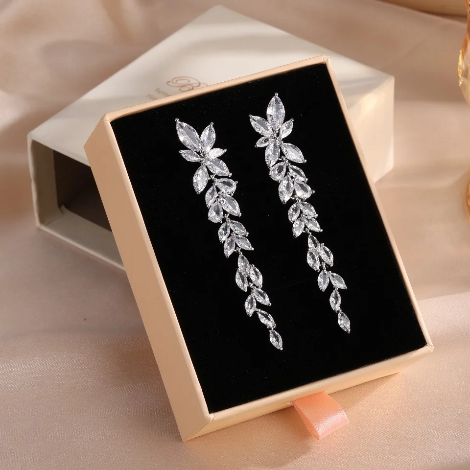ZAKOL Wasser Tropfen Zirkon Blatt Form Braut Hochzeit Baumeln Ohrringe Für Frauen Temperament Elegante Party Geschenk Schmuck Zubehör – Detail 8