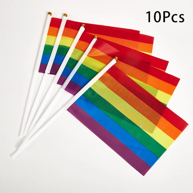 

10PCS/Pack Gay Pride Flags Easy To Hold Mini Small Rainbow Flags Parade Festival