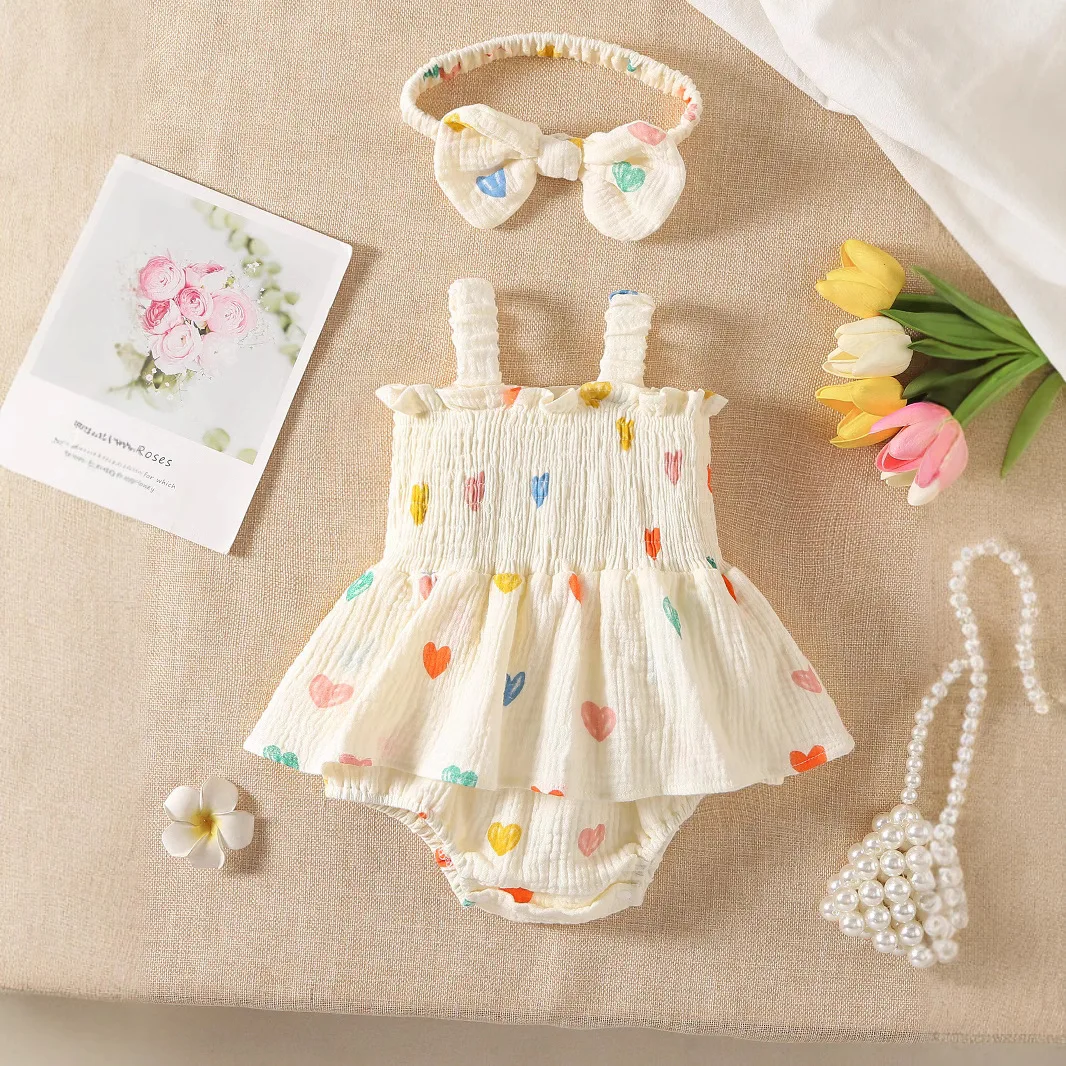 Cotton Baby Girls Heart Print Bodysuit