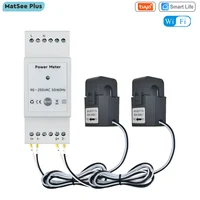 Tuya Smart Life WiFi Energy Meter Bidirectional 2 Channel Din Rail with 80A CT App Monitor Export and Import Power AC110V/240V 1