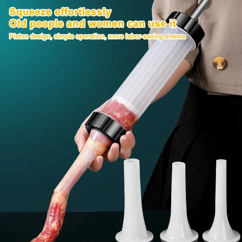 Manual Sausage Stuffing Machine 1Set Homemade Sausage Stuffer Syringe Stuffer Gadgets Manual Meat Injector Tools meat injector syringe sausage stuffing machine