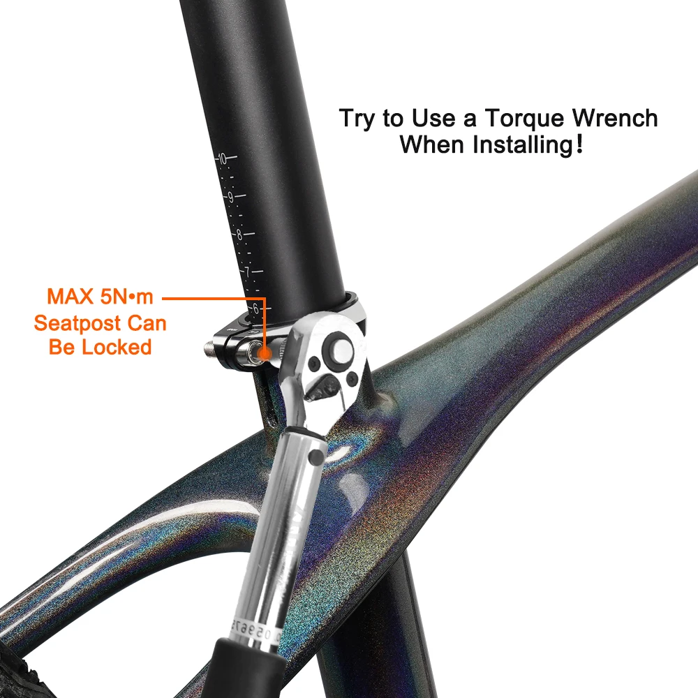 TOSEEK Carbonfaser-Fahrradsattelstütze MTB Rennrad-Sattelstütze mit 20mm Offset, Fahrradsitzrohr-Durchmesser 27,2/30,8/31,6mm, Schwarz Matt – Detail 13