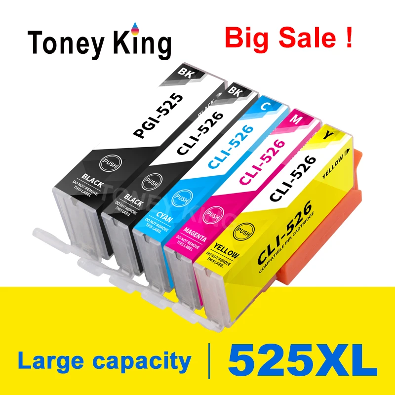 

Чернильный картридж Toney King 5x для CANON PGI525 CLI 526 BK 526C 526M 526Y для CANON PIXMA MG6100 MG6150 MG6250 MG5150 MG8150