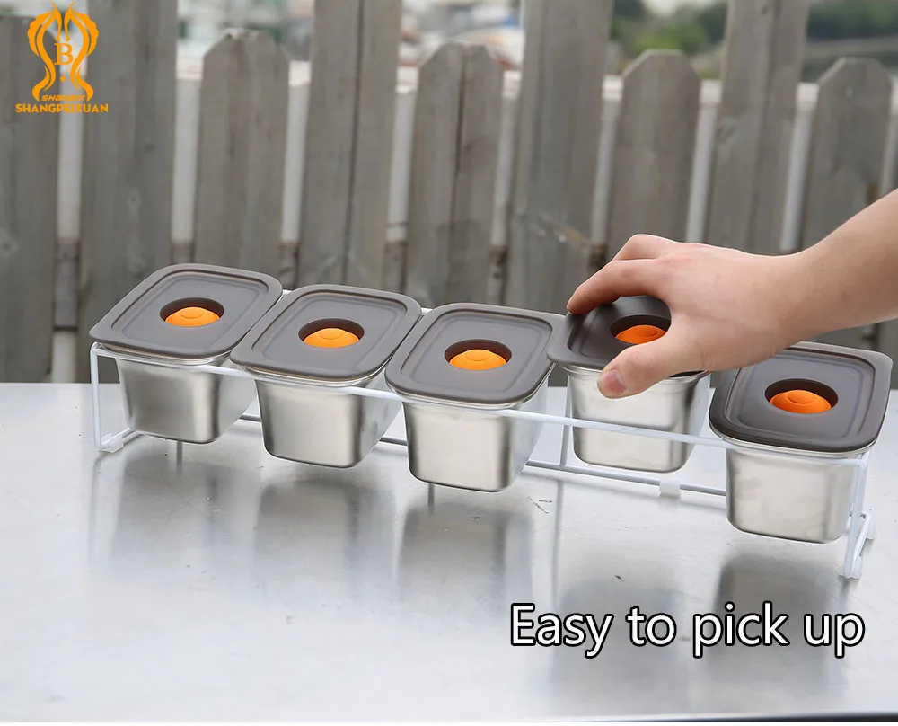 Pizza ingredient container SHANGPEIXUAN seasoning topping station stainless steel for fridge storage