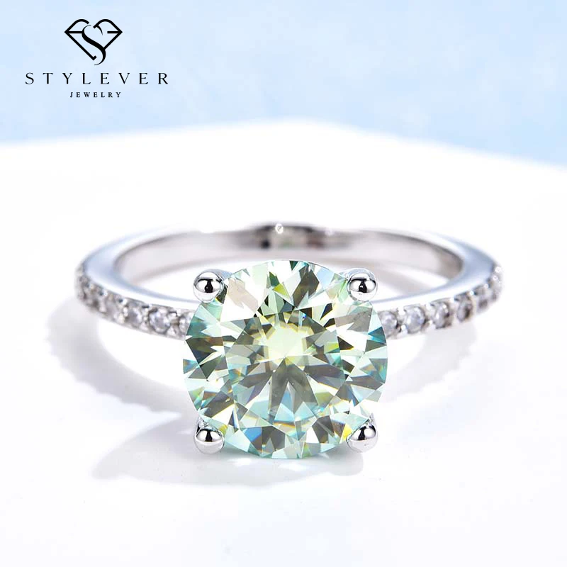 StyleverReal13CTGreenMoissaniteDiamondGemstonePromiseRingsfor