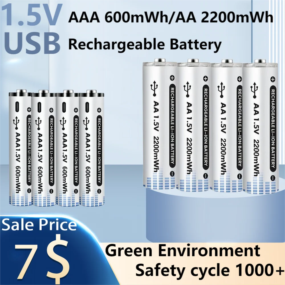 15VAAAAAUSBRechargeableLithiumionBatteryAA2200mWhAAA600mWh