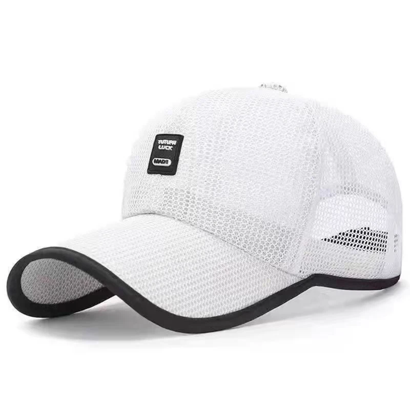 Boné de beisebol de malha respirável para homens e mulheres, snapback sólido, etiqueta stick sunhat, chapéu hip hop ao ar livre, verão