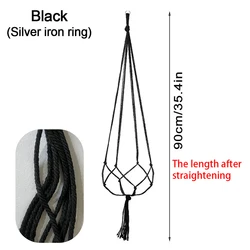 Elegant Woven Hanging Flower Pot Planter (Black)