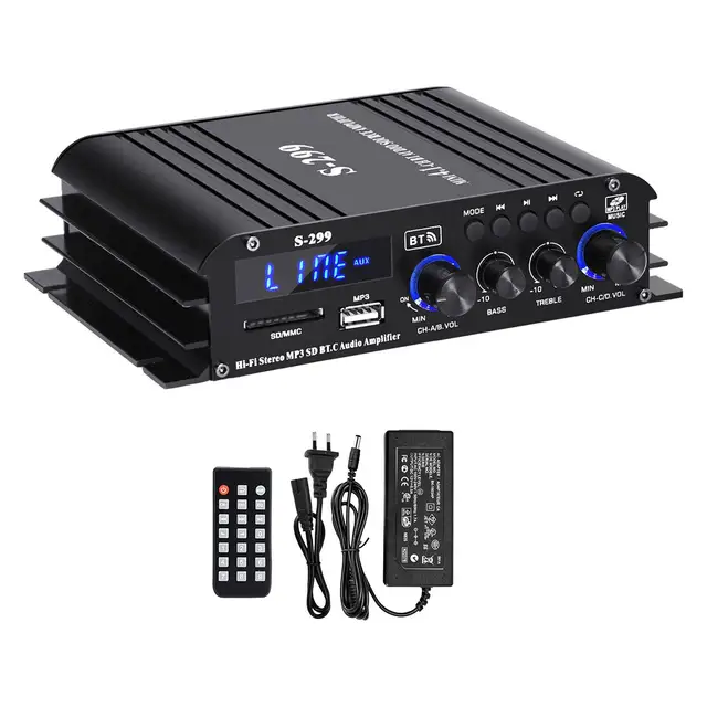HIFI 미니 디지털 오디오 앰프, 4.1 채널 출력, 알루미늄 합금, 내구성이 뛰어난, 원격 제어 기능