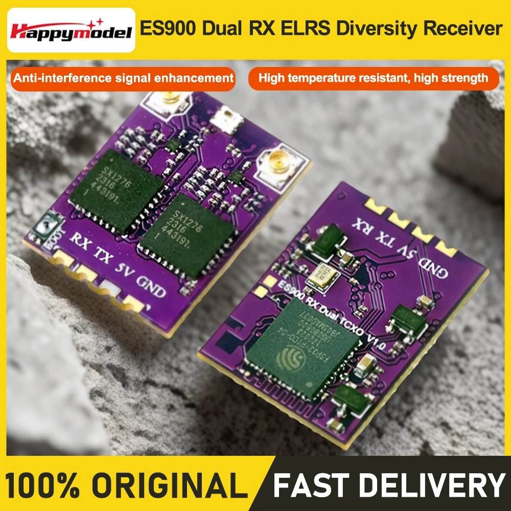 Happymodel ES900 Dual RX ELRS Разнесенный приемник 915 МГц 868 МГц Встроенный TCXO для радиоуправляемого самолета FPV Дрон дальнего действия