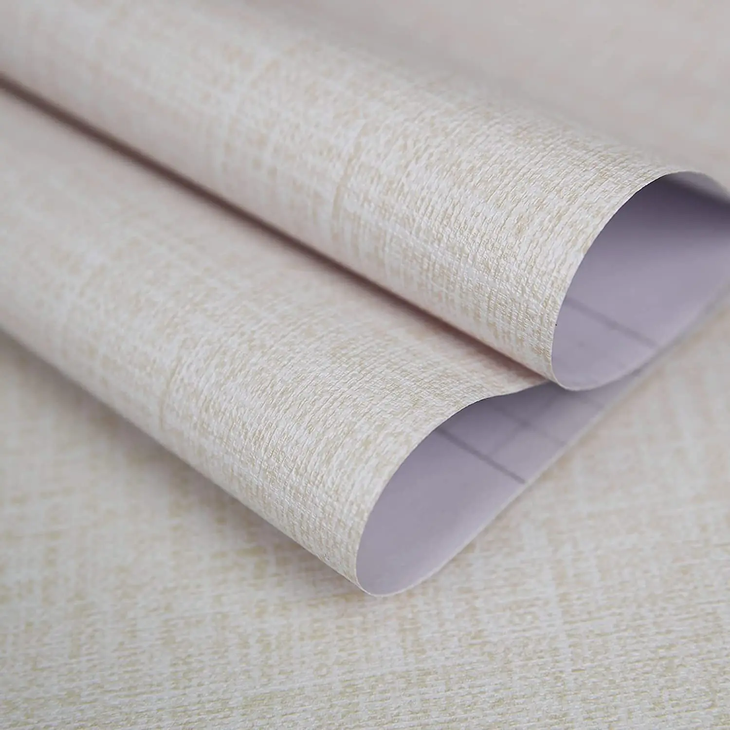 Linen Wallpaper PVC Self-Adhesive Waterproof Faux Imitation Cloth Vinyl Wall Sticker Solid Color Decor Furniture Bedroom Sticker 2