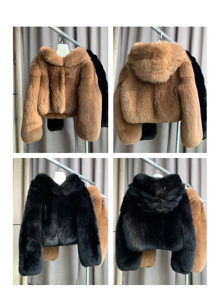 Ladies Short Fox Fur Coat Multicolor Coat Young Fashionable Age Reduction