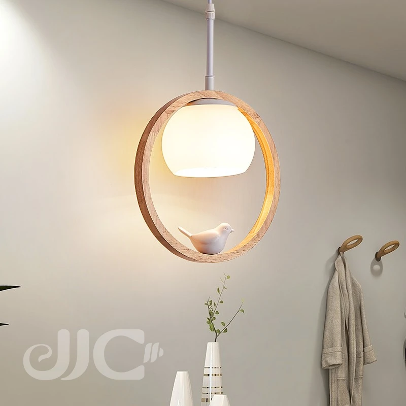 

JJC 110-240V Nordic Creative Chandelier Simple Modern Creative Restaurant Chandelier Log Solid Wood Art Chandelier