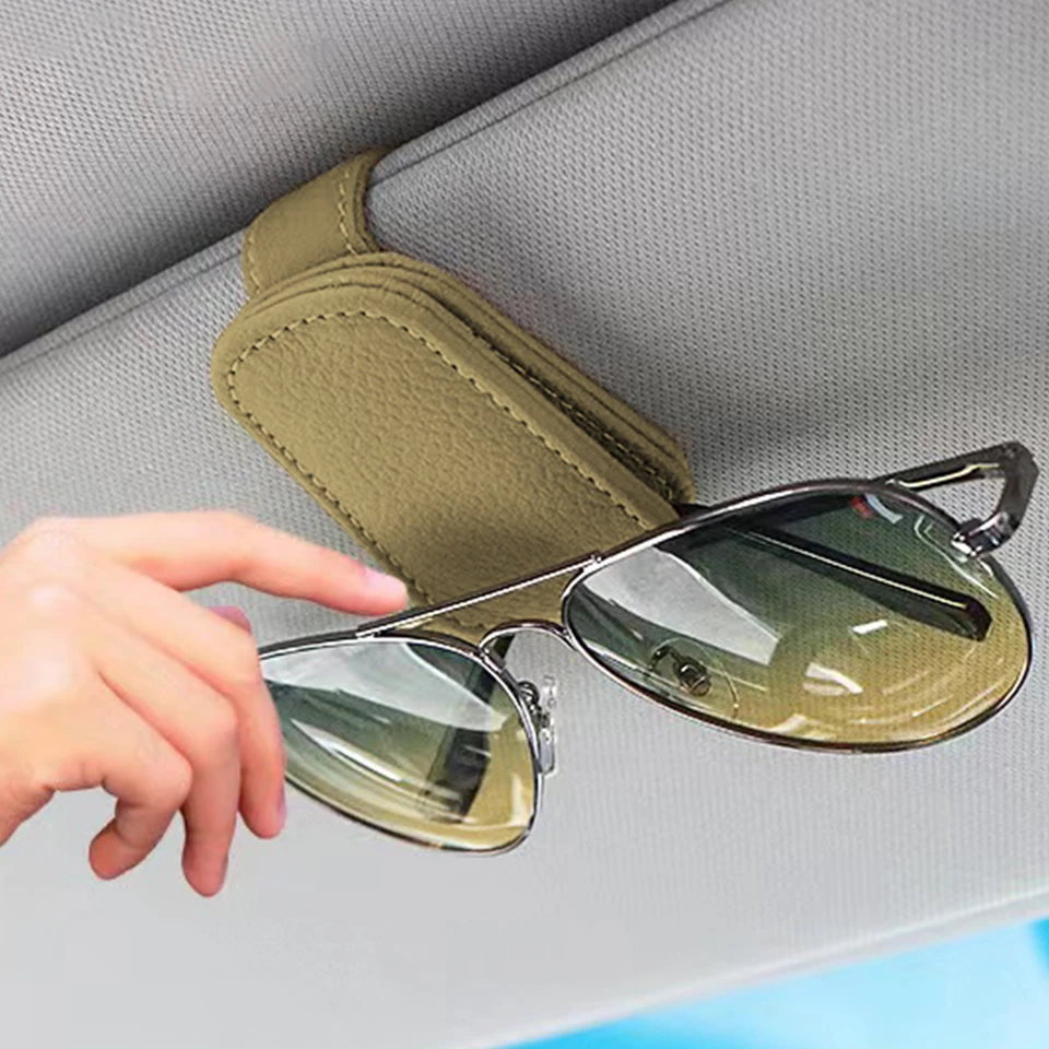 molletta magnetico per occhiali da sole in pelle per parasole auto