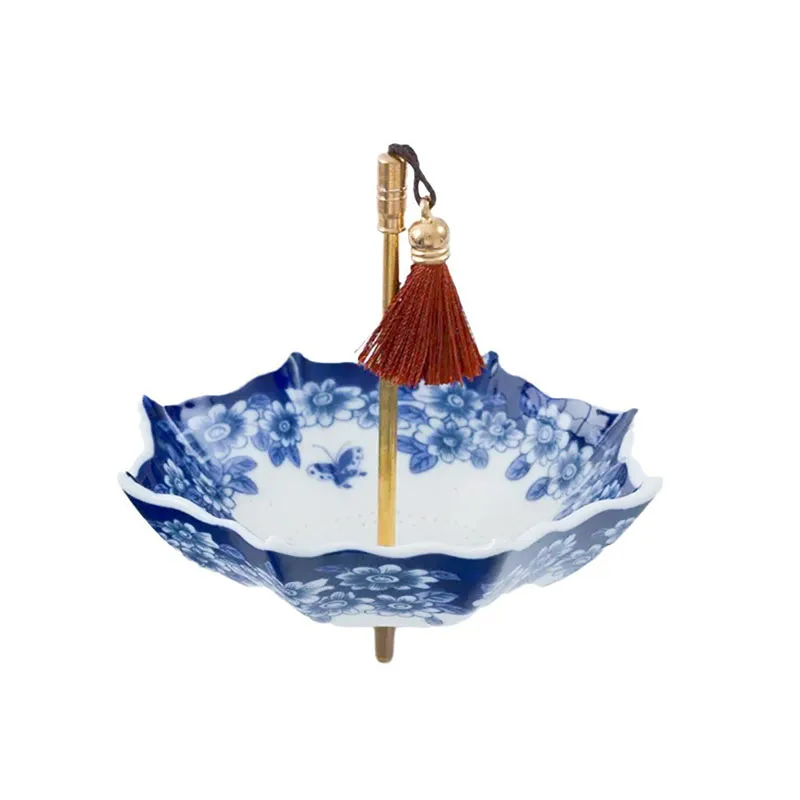 Creative Blue and White Umbrella Tea Strainer Ceramic Tea Filter Screen Tea Ceremony Accessories Table Decorations Ornaments