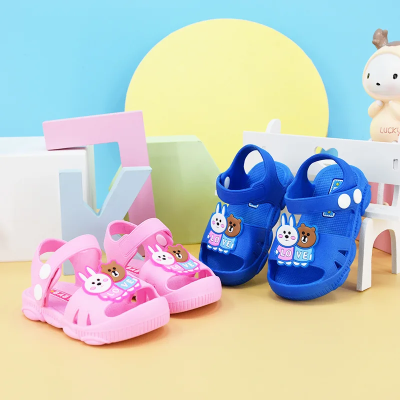 

Summer Kids Sandals Hole Children's Shoes Slippers Soft Anti-Skid Cartoon DIY Design Hole Baby Shoes Sandy Beach For Boys Girls