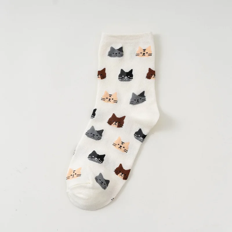 3/5Pair Women Cat Pattern Crew Funny Cartoon Socks Lot Personalized Cartoon Comfortable Mid-calf Comfortable Sports LowTop Socks 5