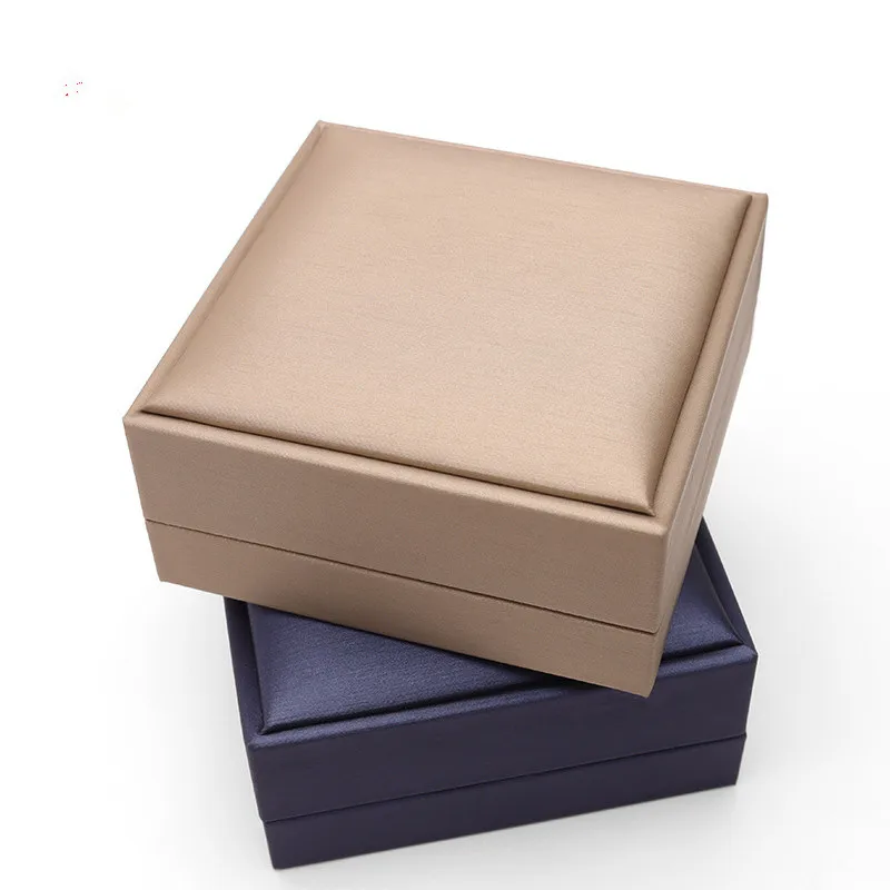 Elegant Brushed Leather Jewelry Set Box with Right Angle Flap