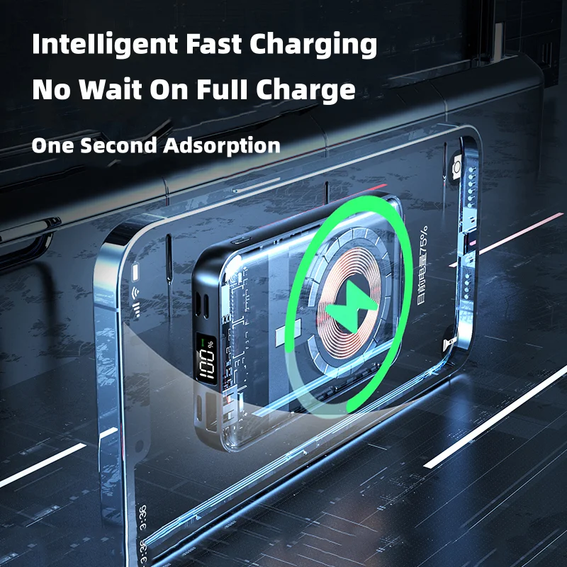 Magnetic Wireless Power Bank Mini Powerbank Phone External Auxiliary Spare Battery Pack Portable Charger For iPhone 15 14 13 12