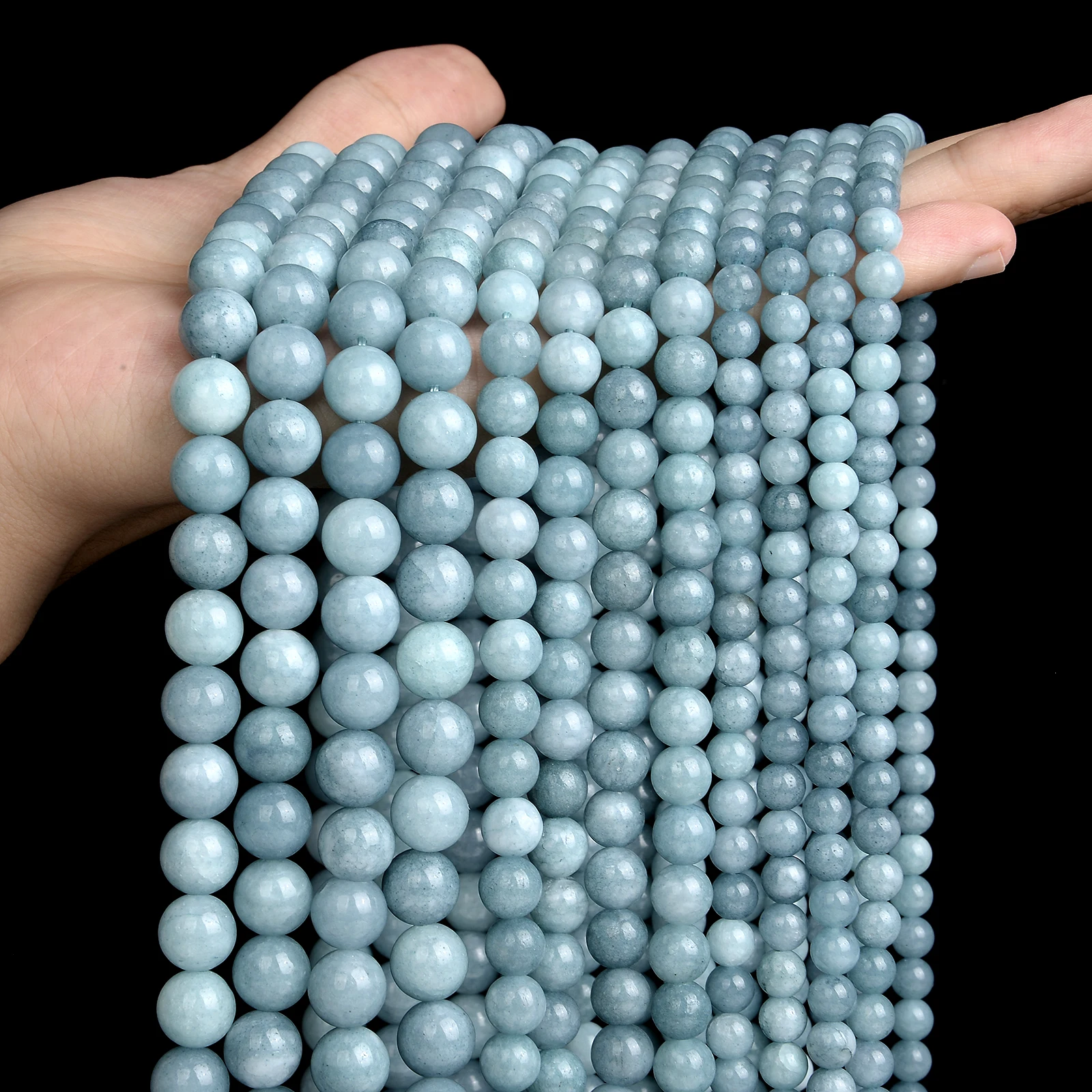 Loose Stone Beads Natural Stone Beads Loose Beads Stone Beads Beads For Jewelry Making Blue Aquamarines Chalcedony Stone Beads Natural Round Loose Beads For Jewelry Making Bracelets DIY Needlework Accessories 4-12MM