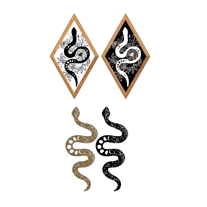 

2 шт. Хэллоуин Деревянная Змея Цветочные Настенные Декоры Ремесло Натуральная Эстетическая Скульптура Орнамент Фестиваль Дом