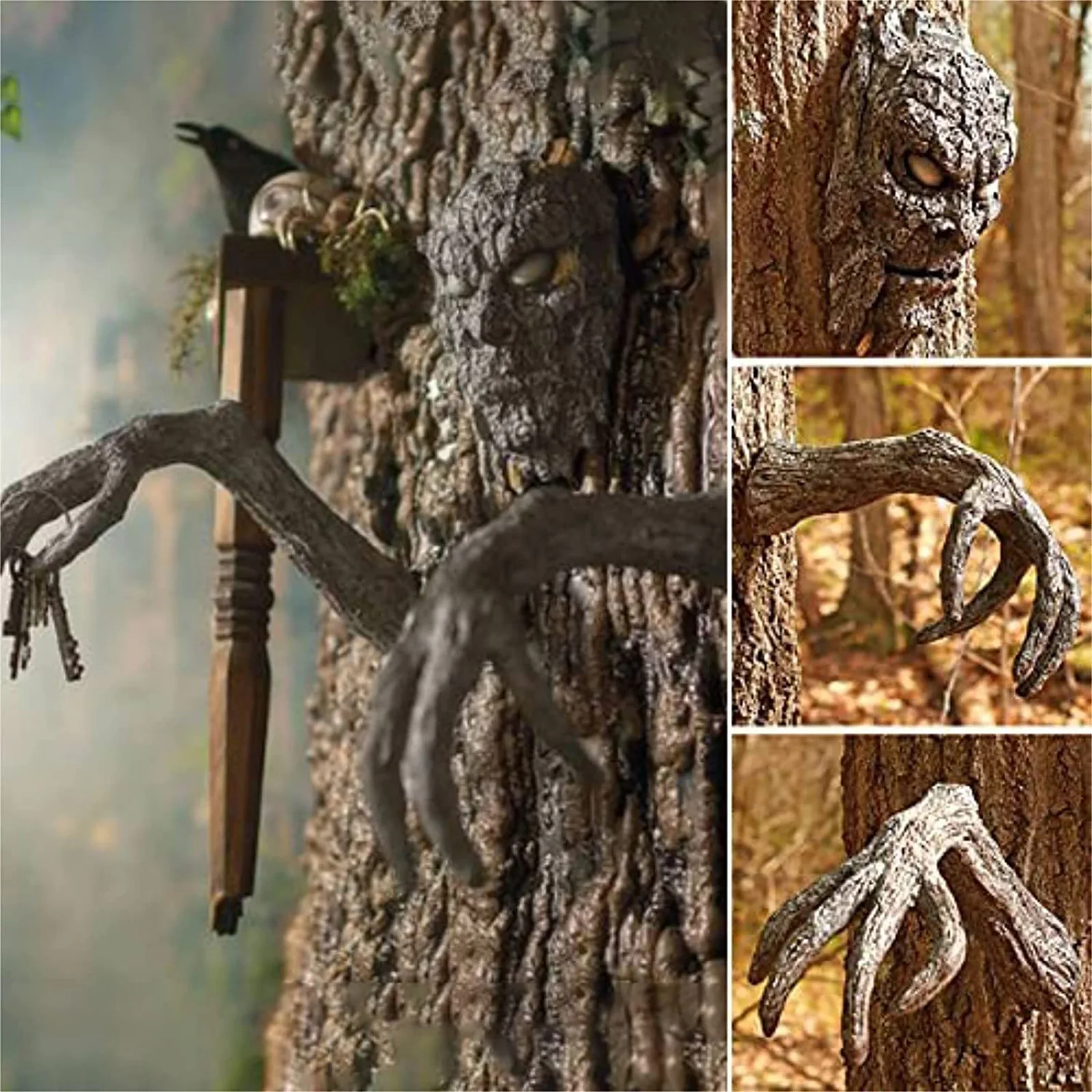 PRETYZOOM 4 Conjuntos Design Escuro Engraçado Velho Horror Peeker Pátio De  Árvore Apresenta Estátuas Divertidas Rostos Assustadores Com Rosto  Ornamento Parque No Abraço Ao Ar Livre Homem O