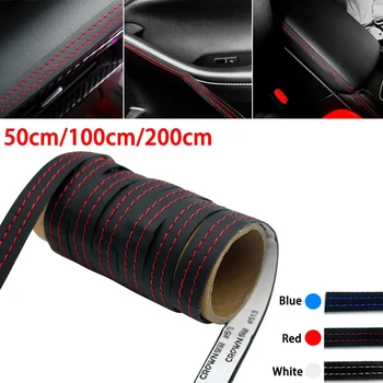 Modanatura interna per auto Cruscotto autoadesivo Linea decorativa in pelle Rosso Blu Striscia treccia fai da te Decorazione auto 0,5 / 1M / 2M