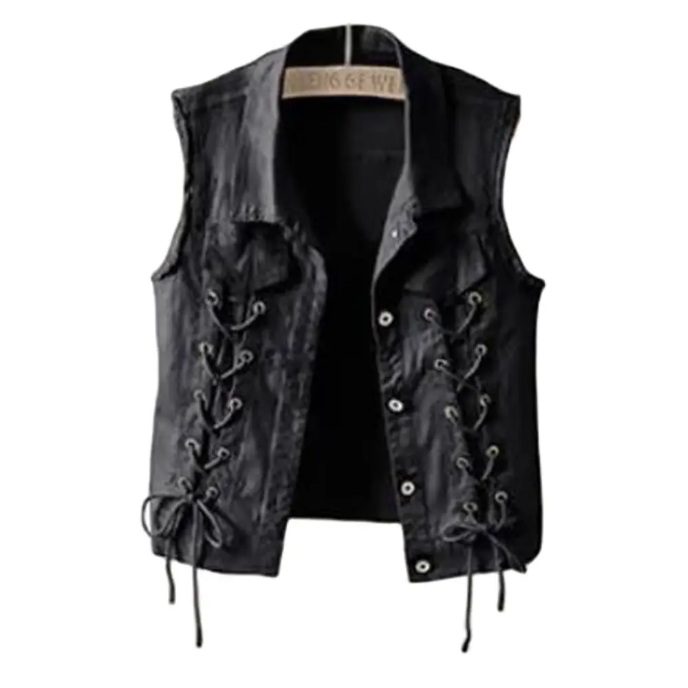 

Women's Sleeveless Wild Tops Short Jacket Jean Waistcoat White Black Female Fashion Denim Vest Spring Autumn S-5XL