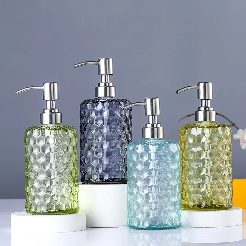 Soap Dispenser Soap Dispenser Bottle European-style 500ml Glass Soap Dispenser Thickened Glass Bottle Shampoo Shower Gel Press Bottle Bathroom Decoration Accessories