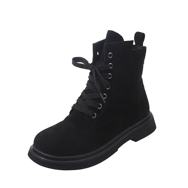 2023 Fashion Women's Shoes Basic Women's Boots Casual Ankle Boots Women Side Zip Cross-tied Round Toe Square Heel Shoes Female