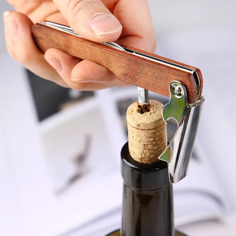 Wine Beer Opener Stainless Steel Multi Tool Wine Corkscrew Engraved Personalized Souvenir Wood Opener Wedding Gift For Guest